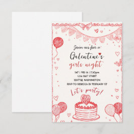 Cartão RSVP Personalized Galentines Girls Night Invitation