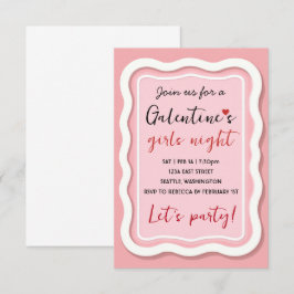 Cartão RSVP Personalized Galentines Pink Party Invitation