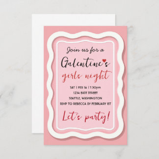 Cartão RSVP Personalized Galentines Pink Party Invitation