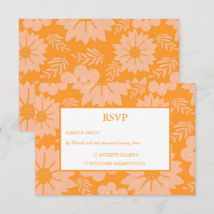 Cartão RSVP Pêssego de Vintagem Retroativa Padrão de Flor Lara