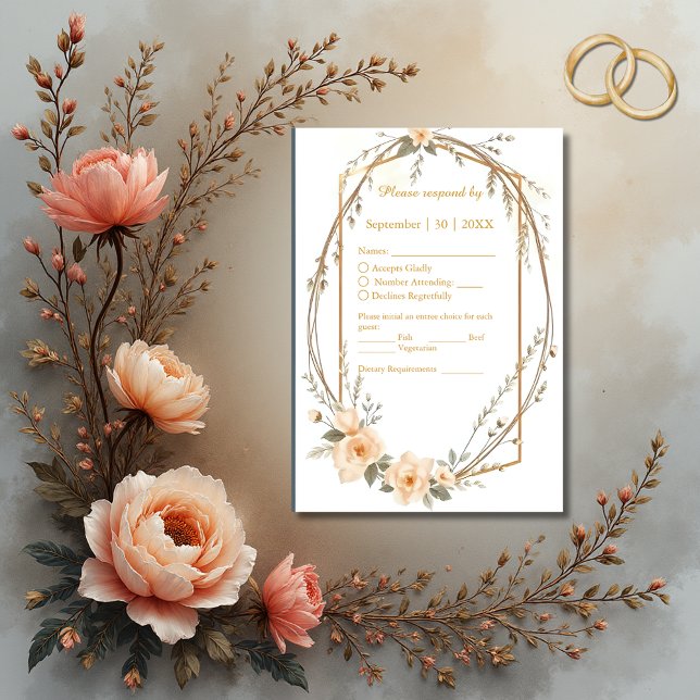 Cartão RSVP pessegueira Elegante Voo Floral (Criador carregado)