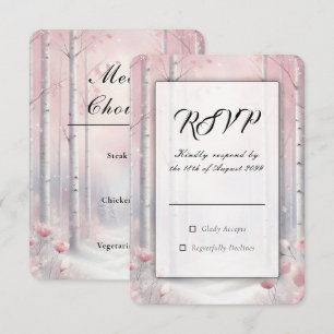 Cartão RSVP Pétalas Congeladas em um Casamento na Floresta de