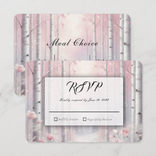 Cartão RSVP Pétalas Congeladas em um Casamento na Floresta de