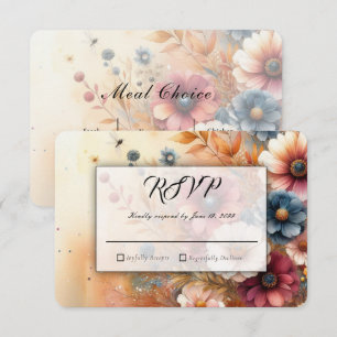 Cartão RSVP Pétalas de Colheita e Céus Pintados Casamento