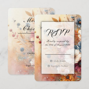 Cartão RSVP Pétalas de Colheita e Céus Pintados Casamento