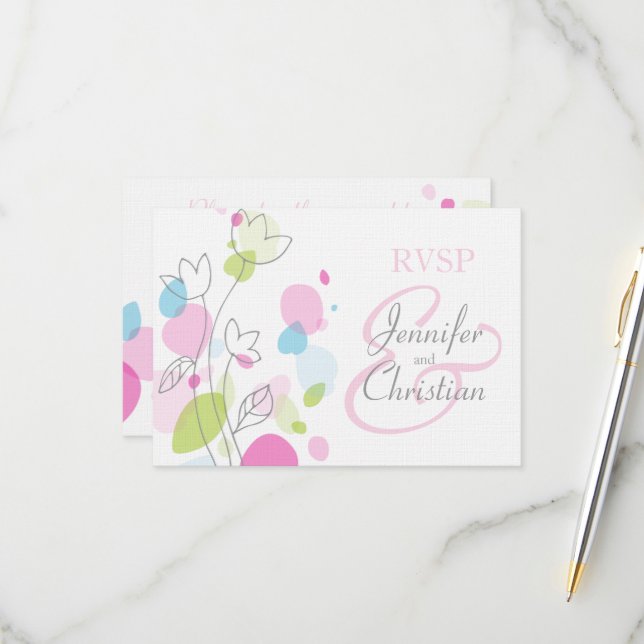Cartão RSVP Pétalas de flores modernas gráficas Casamento form (Frente/Verso In Situ)