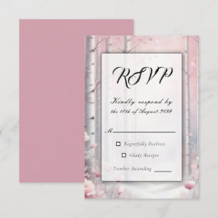 Cartão RSVP Pétalas de fosco num Casamento de Woodland de inve