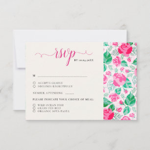 Cartão RSVP Pétalas de Rosa Verde Rosa Flores Jardim Casamento