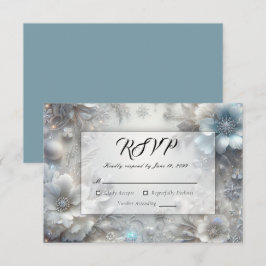 Cartão RSVP Pétalas Neves no Casamento Sanguíneo Congelado