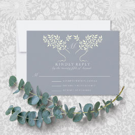 Cartão RSVP Pewter Tree of Life Wedding