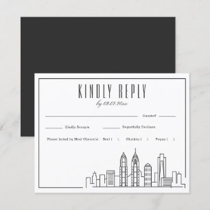 Cartão RSVP Philadelphia Skyline VP de Casamento + Escolha d