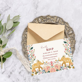 Cartão RSVP Pichwai Casamento Indiano Elegante