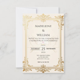 Cartão RSVP Pigeon Elegant Luxury Casamento Dourado