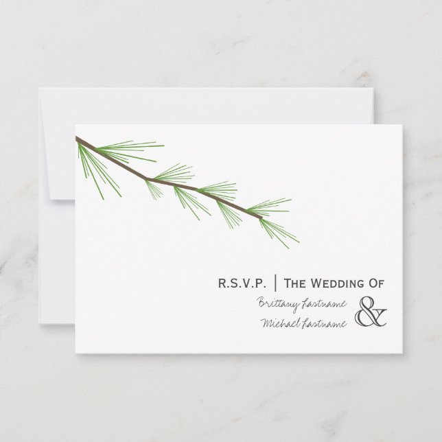 Cartão RSVP Pine Bough Wedding R.S.V.P. (Frente)