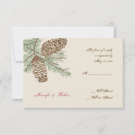 Cartão RSVP Pine Cone Nature no Cream Weds Response Card