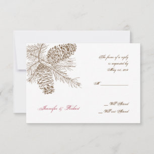 Cartão RSVP Pine Cone Nature Wedding Response Card