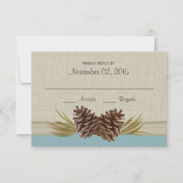 Cartão RSVP Pine Cones e Burlap Blue Response Card