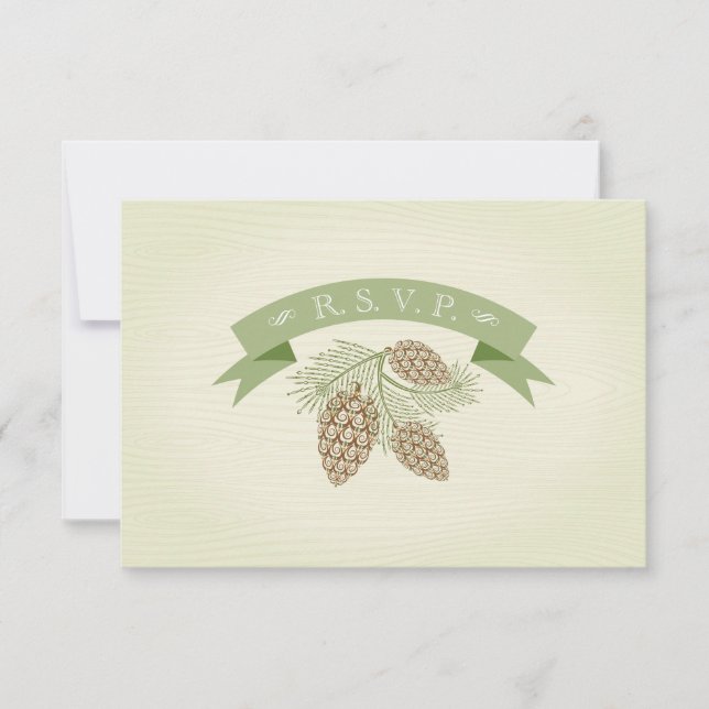 Cartão RSVP Pine Cones Wedding R.S.V.P. (Frente)