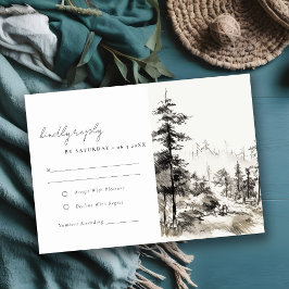 Cartão RSVP Pine Woods Mountain Landscape Casamento