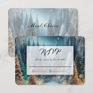 Cartão RSVP Pinheiros Geados no Brilho do Inverno Casamento