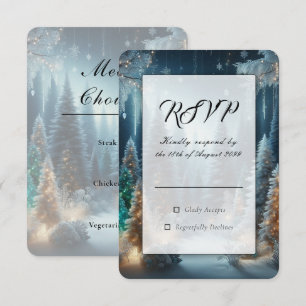 Cartão RSVP Pinheiros Geados no Brilho do Inverno Casamento