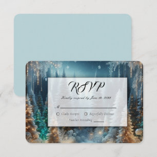 Cartão RSVP Pinheiros Geados no Brilho do Inverno Casamento
