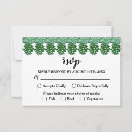 Cartão RSVP Pinho Verde Pálido de inverno Cone Watercolor Brid