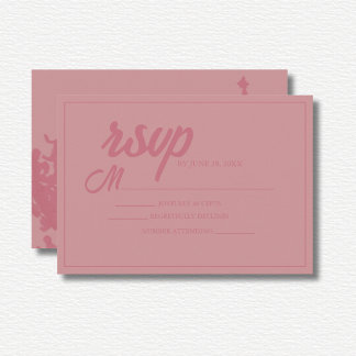 Cartão RSVP Pink Floral Watercolor Wedding