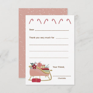 Cartão RSVP Pink Sleigh Obrigado nota, preencha o vazio