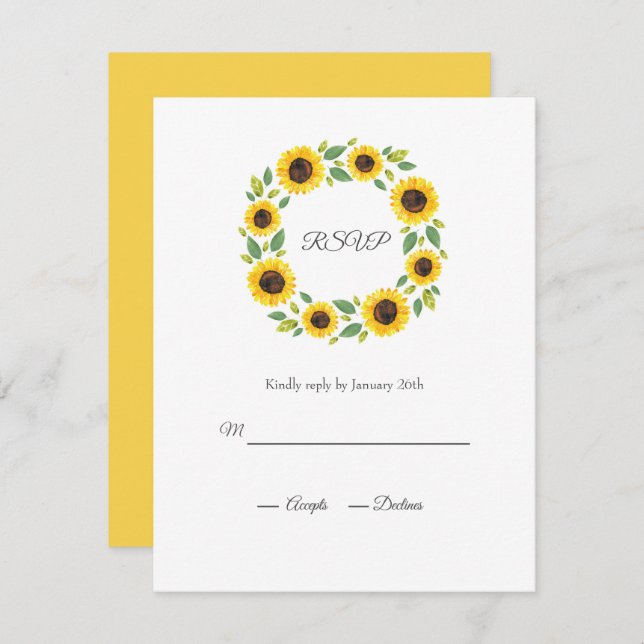 Cartão RSVP Pintada À Mão Cana-De-Água (Frente/Verso)