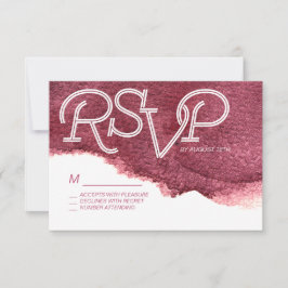 Cartão RSVP Pintado de marsala, cor-de-rosa, casamento simples