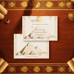 Cartão RSVP Pirâmides do Egito Antigo Casamento Egípcio
