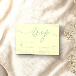 Cartão RSVP Pistache & Creme Minimalista Moderno