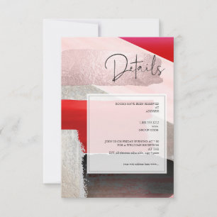 Cartão RSVP PixDezines Aquarela Moderna Detalhes Vermelhos e P