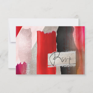 Cartão RSVP PixDezines Aquarela Moderna Vermelho Preto