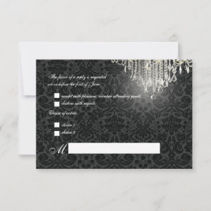 Cartão RSVP PixDezines cristal chandelier+Desiree Damask