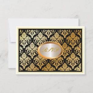 Cartão RSVP PixDezines faux jolie damask/diy faux