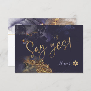 Cartão RSVP PixDezines Mitzvah ✡ H2 Galaxy Abstrato Teal Rust