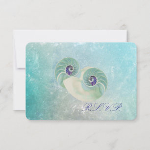 Cartão RSVP PixDezines nautilus rsvp/aqua azul