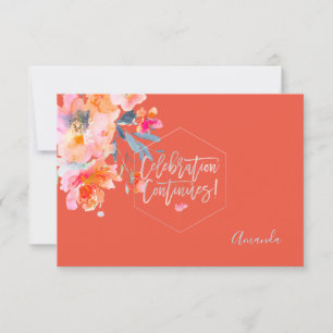 Cartão RSVP PixDezines Recepção Aquarela Flores Mitzvah ✡