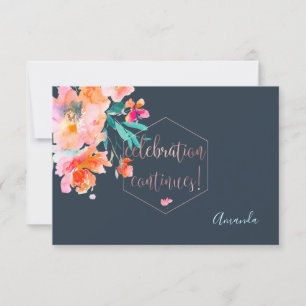 Cartão RSVP PixDezines Recepção Aquarela Flores Mitzvah ✡