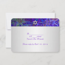 Cartão RSVP PixDezines rsvp/mod stars/Mitzvah/violet/prata