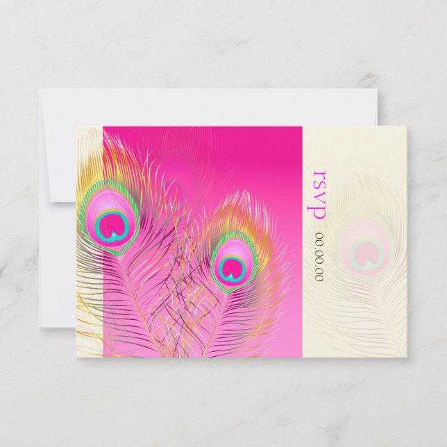 Cartão RSVP Pizzazz Peacock Feather PixDezines (Frente)