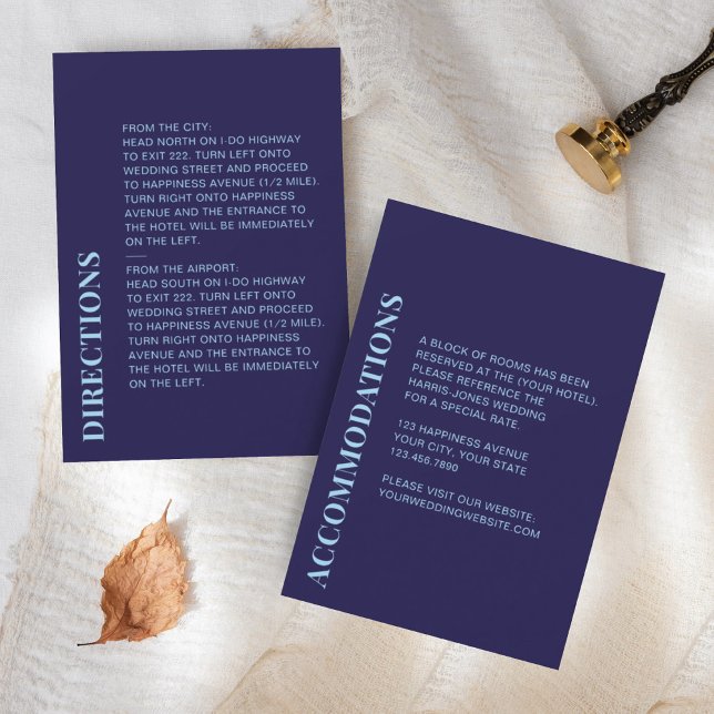 Cartão RSVP Placa de gabinete com detalhes azuis do Marinho mi (Criador carregado)