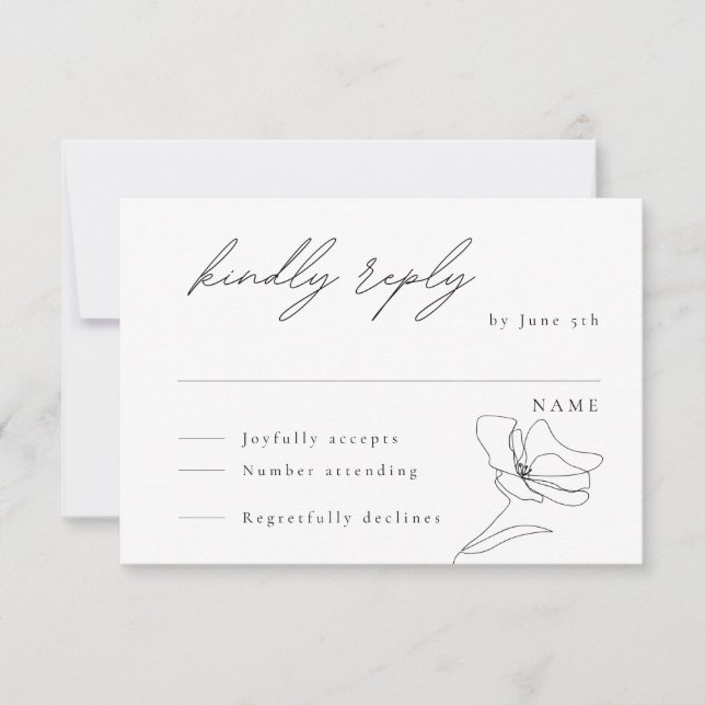 Cartão RSVP Placa de gabinete de arte de linha flexível minima (Frente)