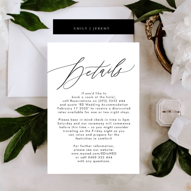 Cartão RSVP Placa de gabinete de casamento simples preto e bra (Criador carregado)