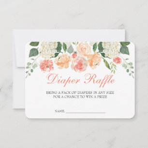 Cartão RSVP Placa de inserção do Raffle com Fralda Floral