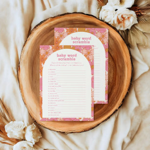 Cartão RSVP Placa de Jogo Floral do Boho Retro Groovy