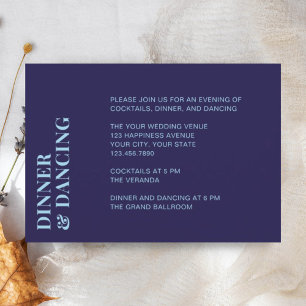 Cartão RSVP Placa de Recepção de casamento Azul de Marinho Min