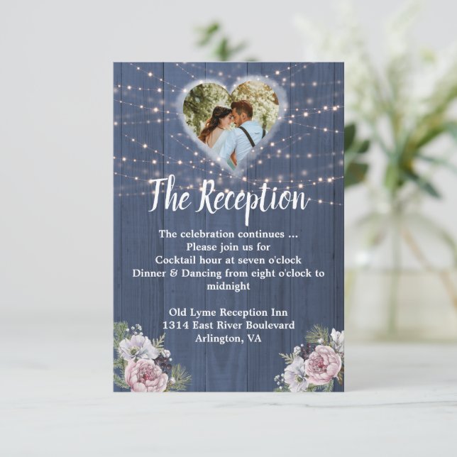 Cartão RSVP Placa de Recepção de casamento de Fotografia de Ma (Em pé/Frente)